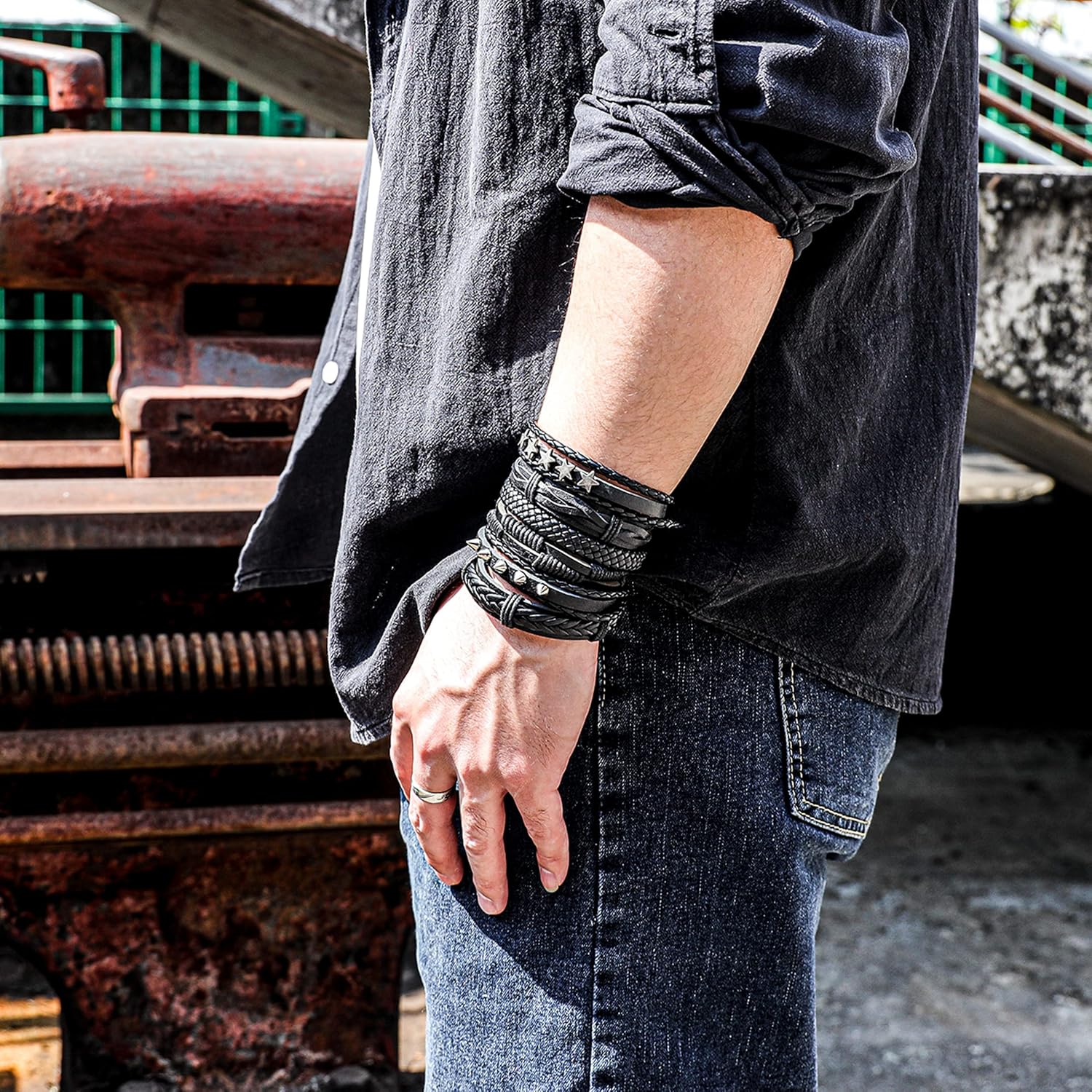 Rugged Braided Leather Cuff
