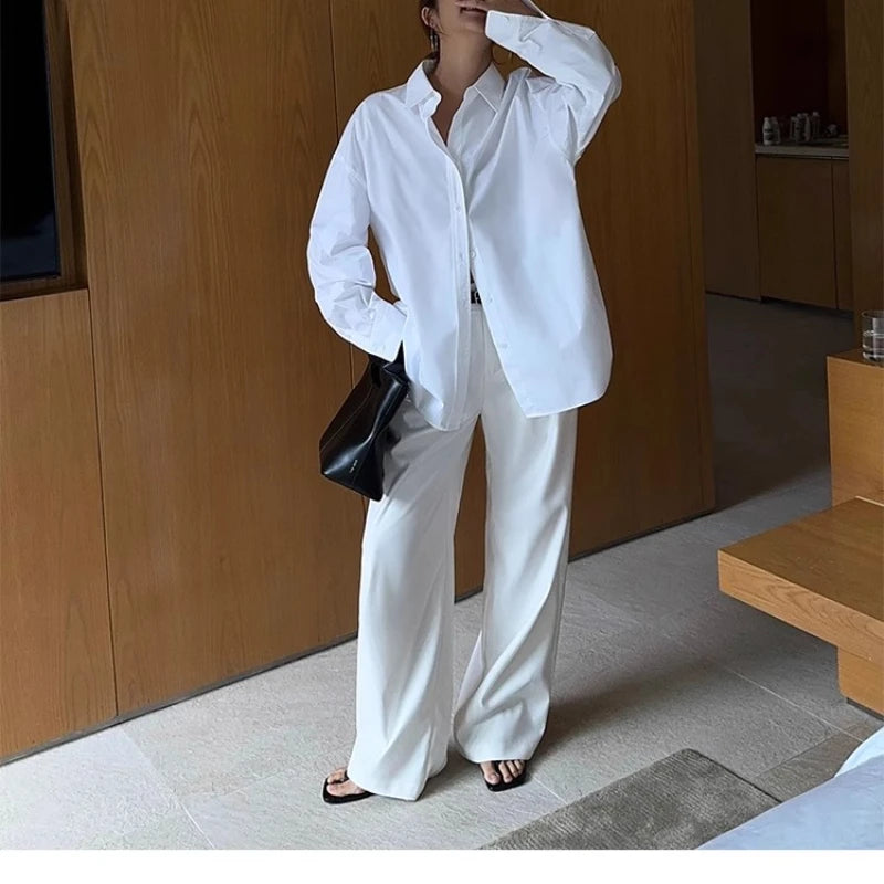 Executive Wide-Leg Highwaist Office Pants