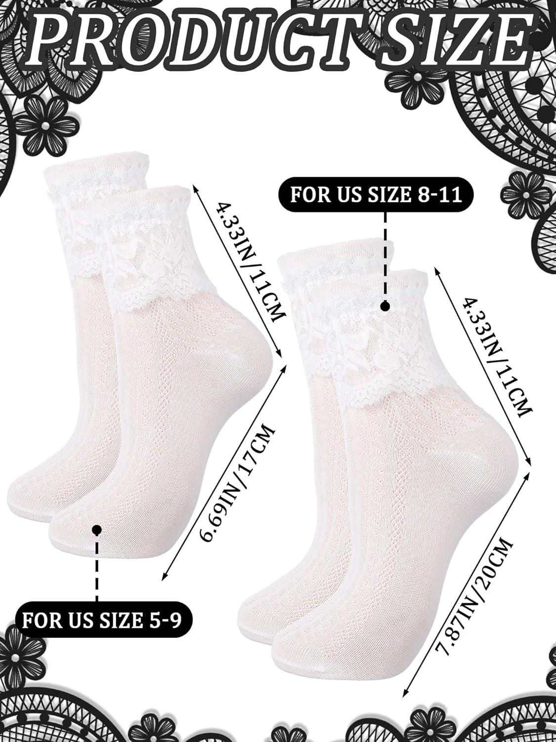 Fourluoo Ruffle Lace Ankle Socks