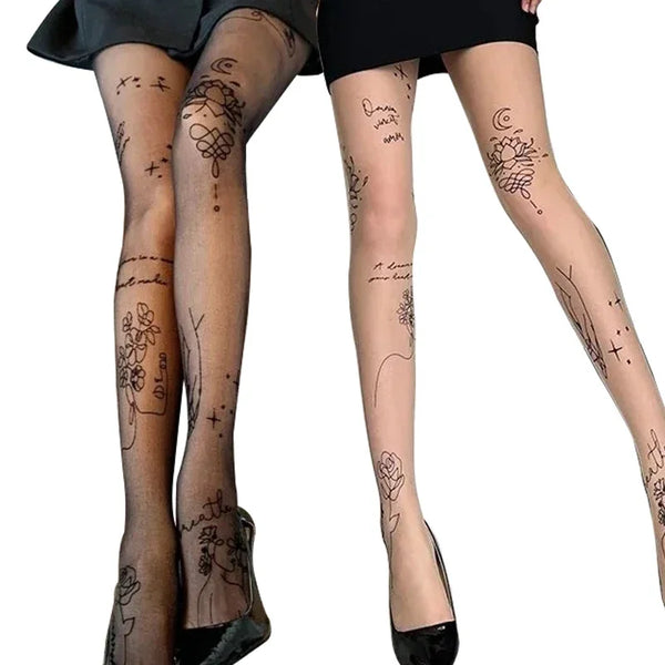 Patterned Tattoo Stockings