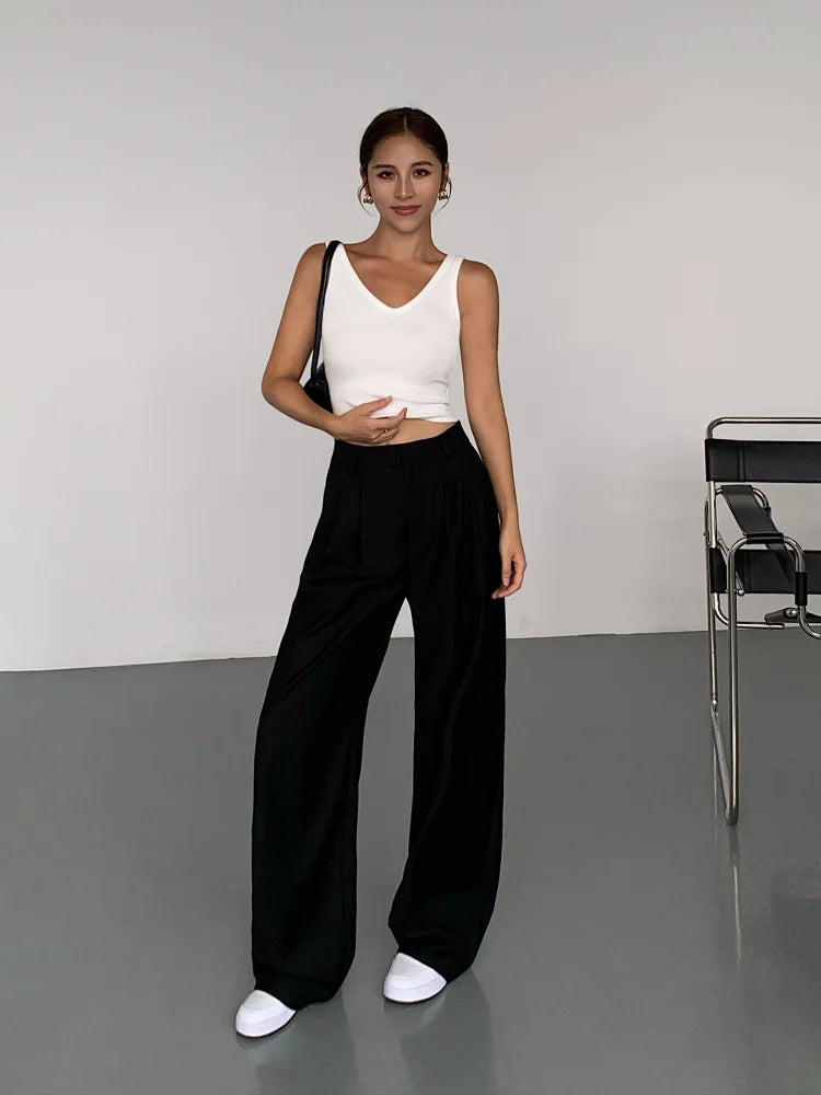 Executive Wide-Leg Highwaist Office Pants