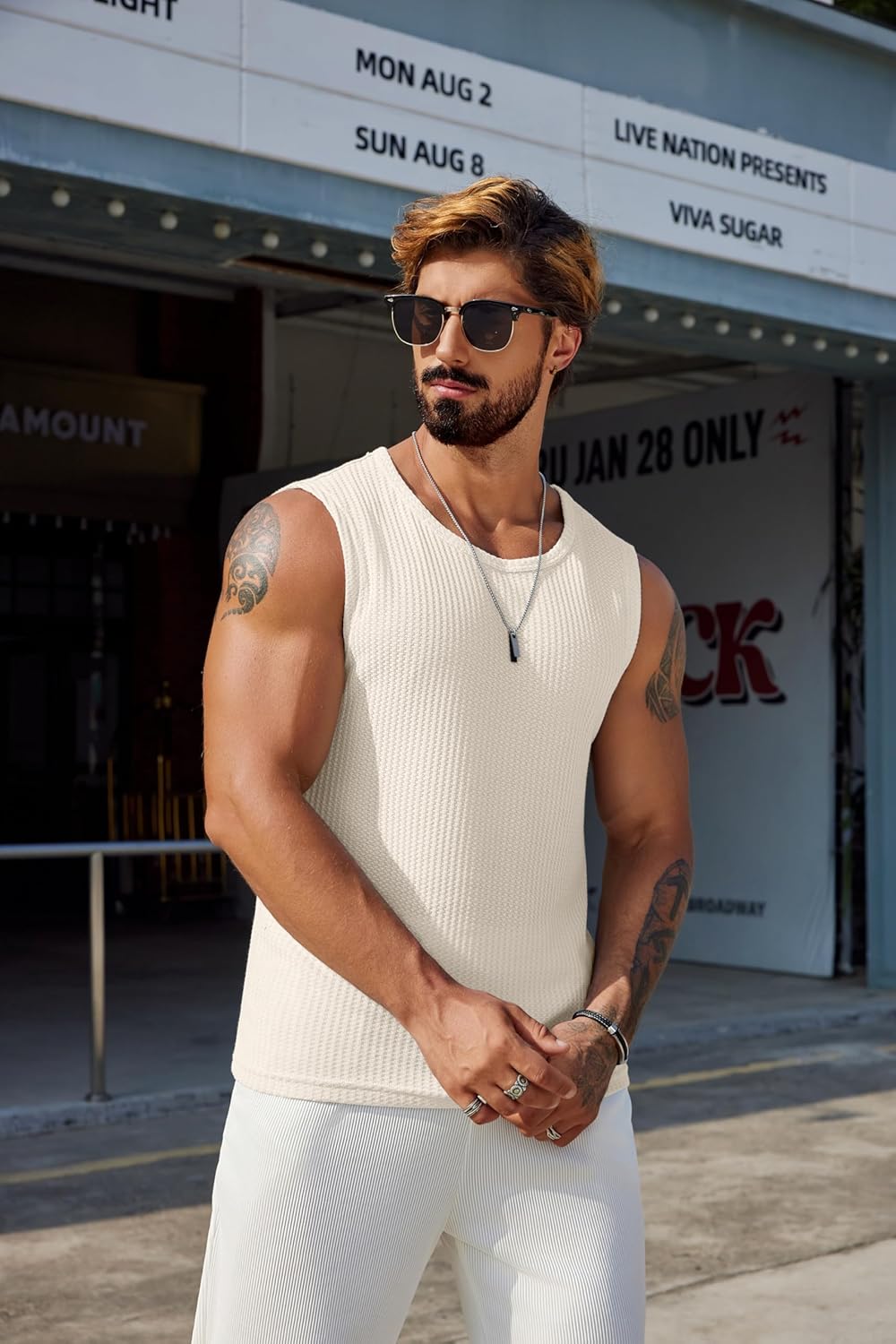BreezeWaffle Summer Muscle Tank Tee