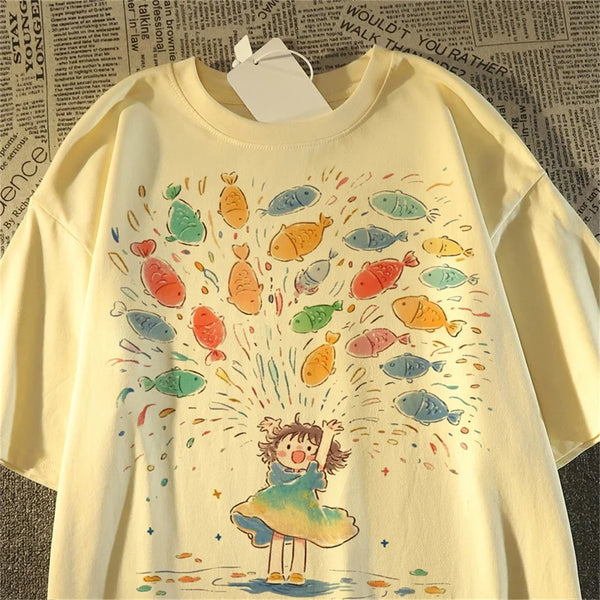 Cool Fish Print Cotton Tee