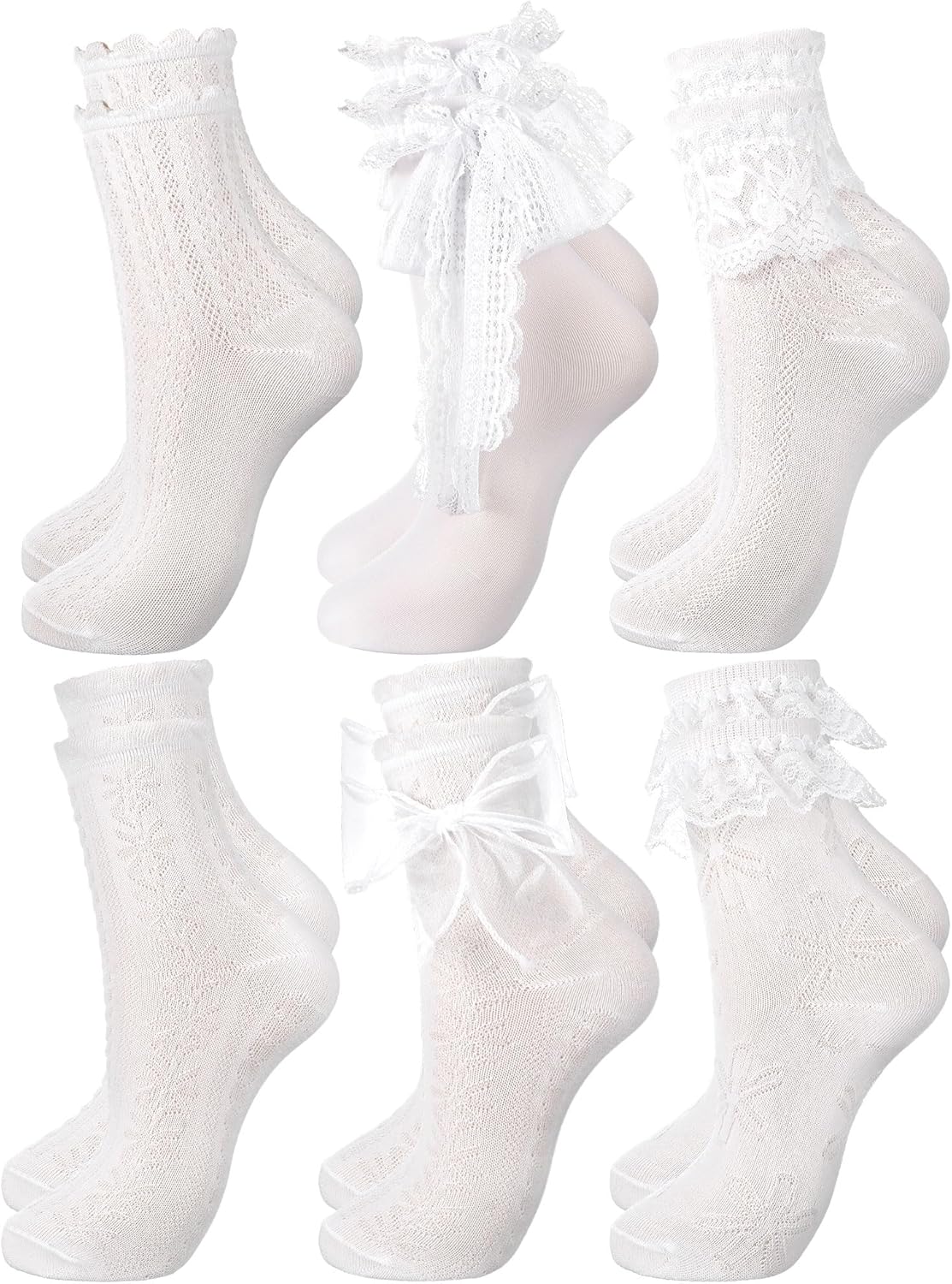 Fourluoo Ruffle Lace Ankle Socks