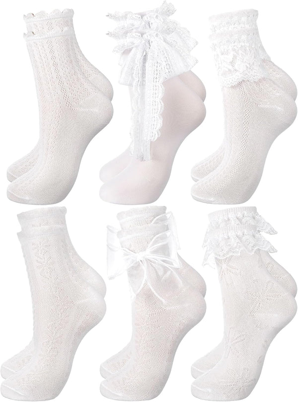 Fourluoo Ruffle Lace Ankle Socks
