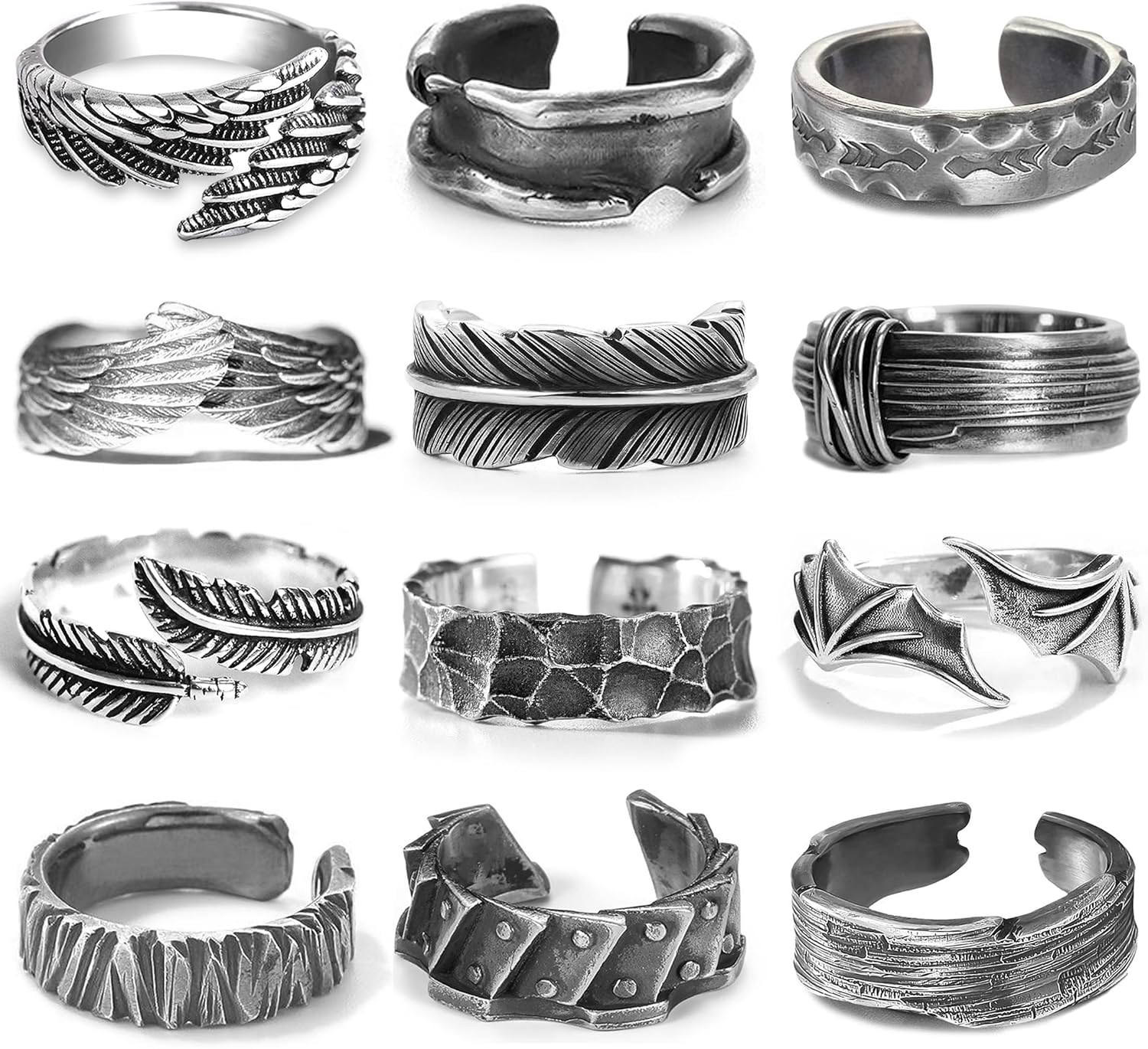 Vintage Angel Wing Ring Set