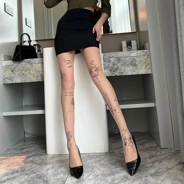 Patterned Tattoo Stockings