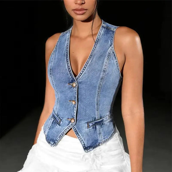 Denim Crop Vest