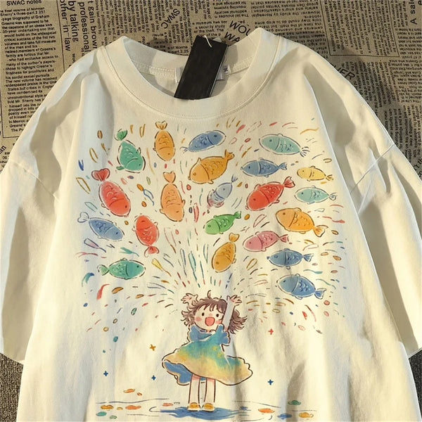 Cool Fish Print Cotton Tee