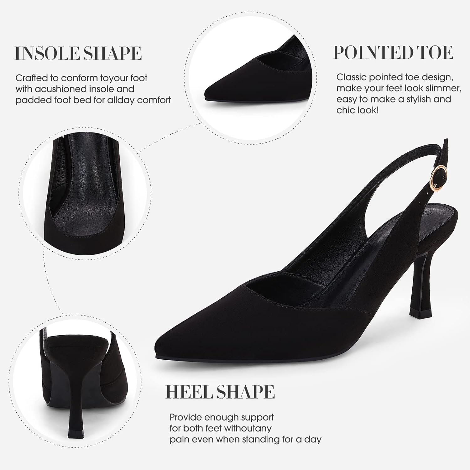 Sharp Comfort Kitten Heels