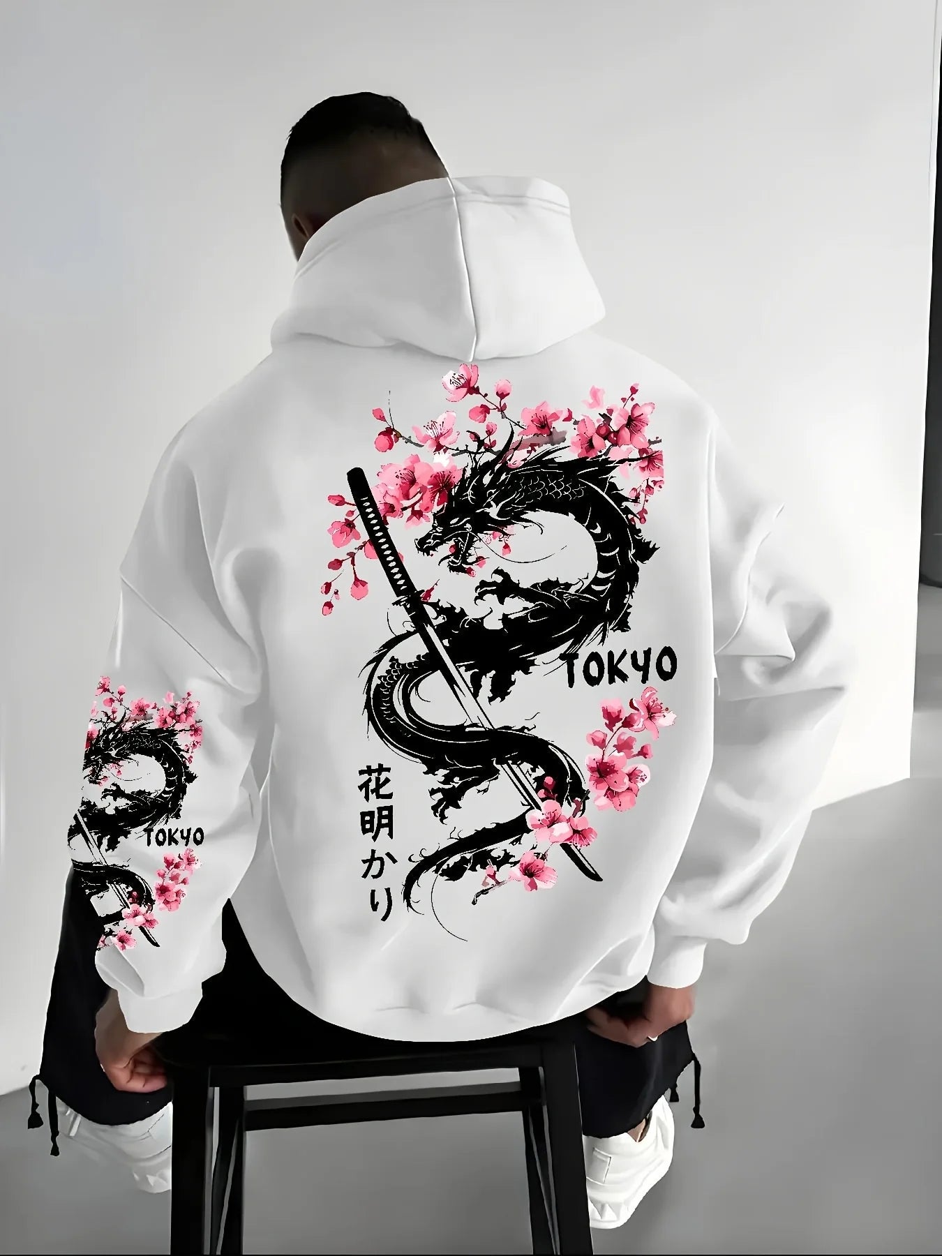 Dragon Blossom Casual Cozy Pullover Hoodie