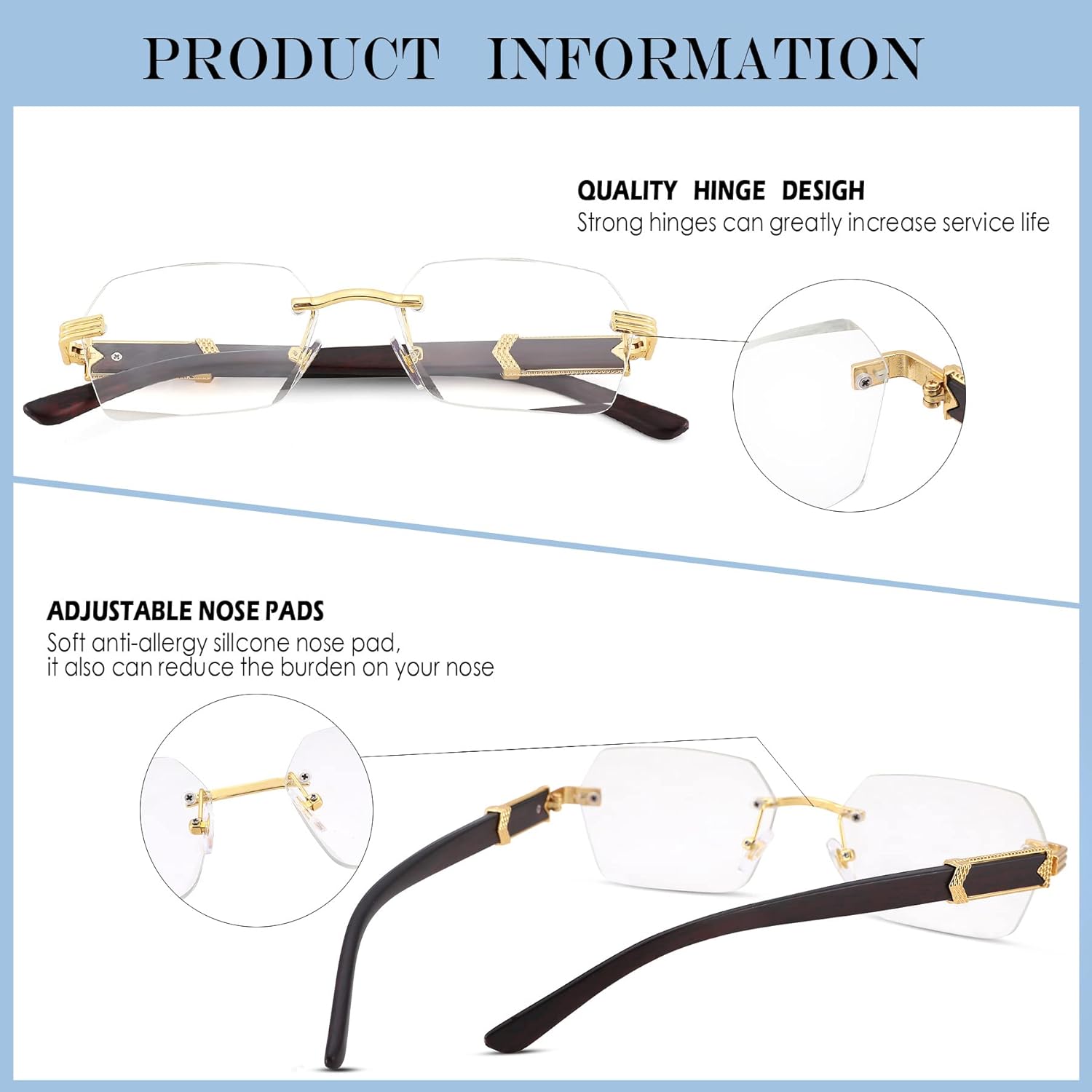 Retro Rimless Square Shades