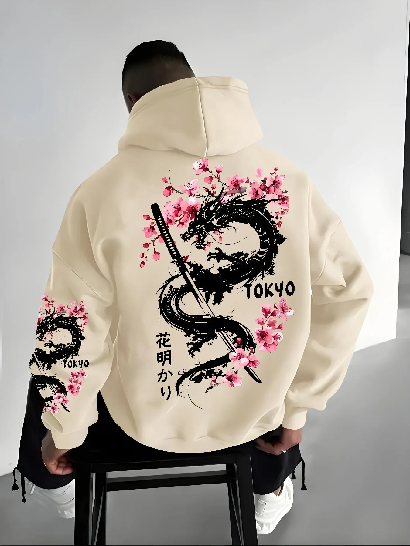 Dragon Blossom Casual Cozy Pullover Hoodie