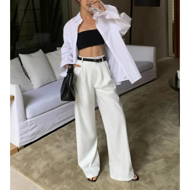 Executive Wide-Leg Highwaist Office Pants