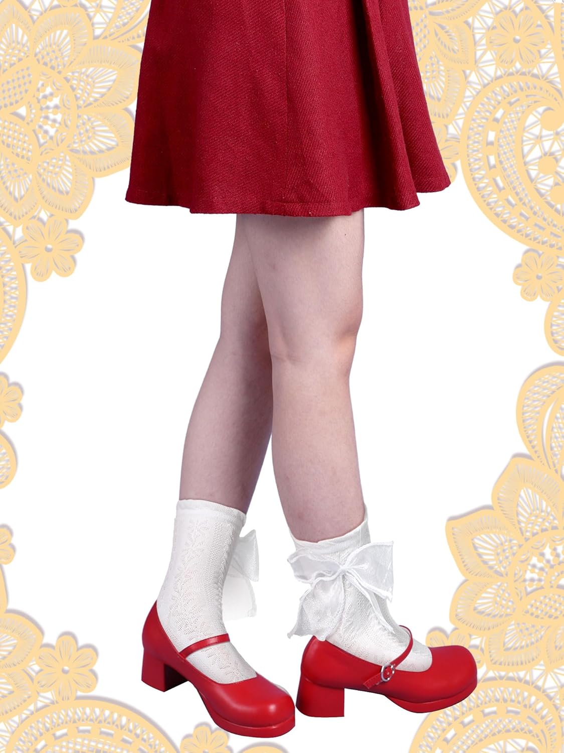 Fourluoo Ruffle Lace Ankle Socks