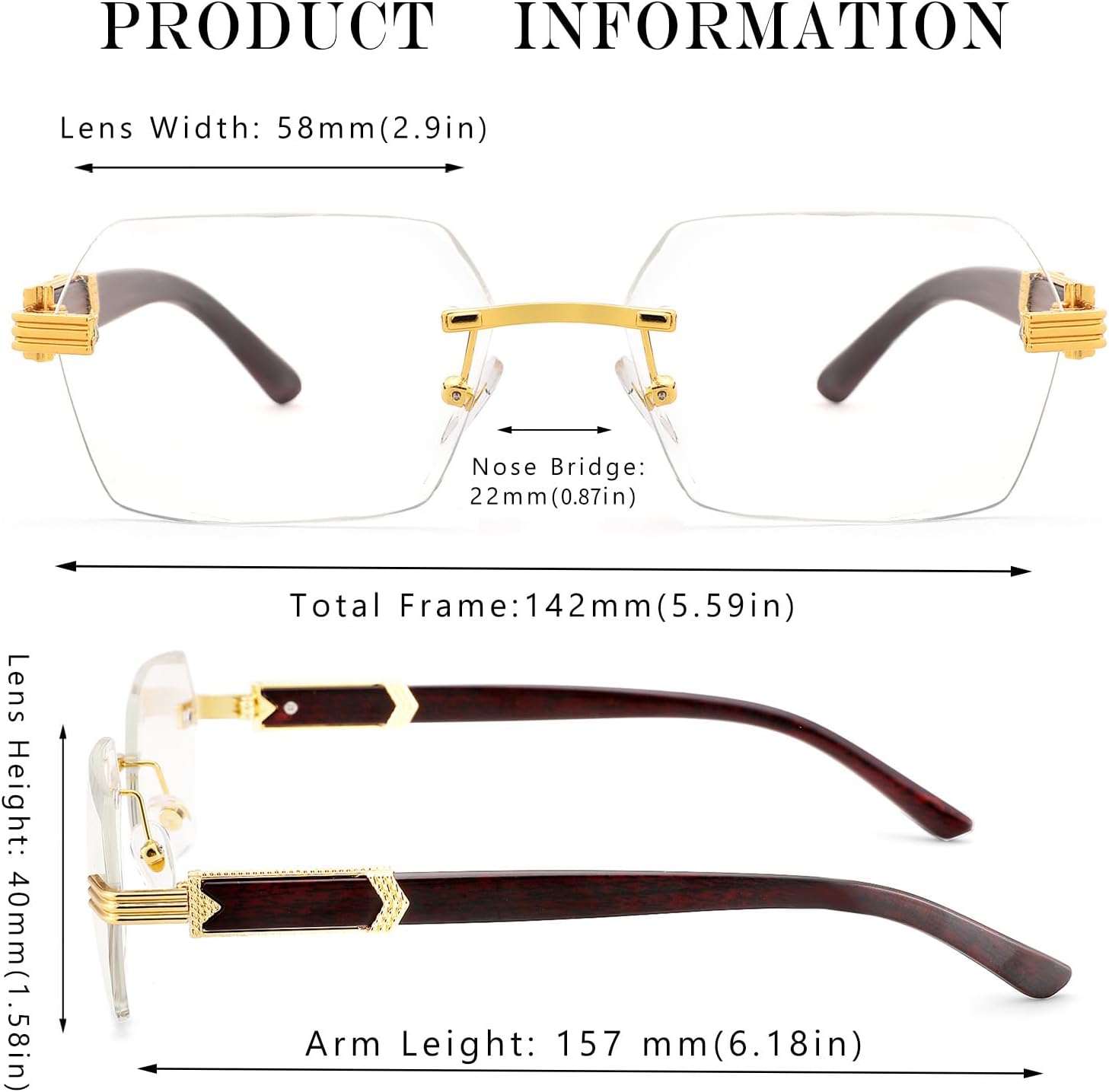 Retro Rimless Square Shades